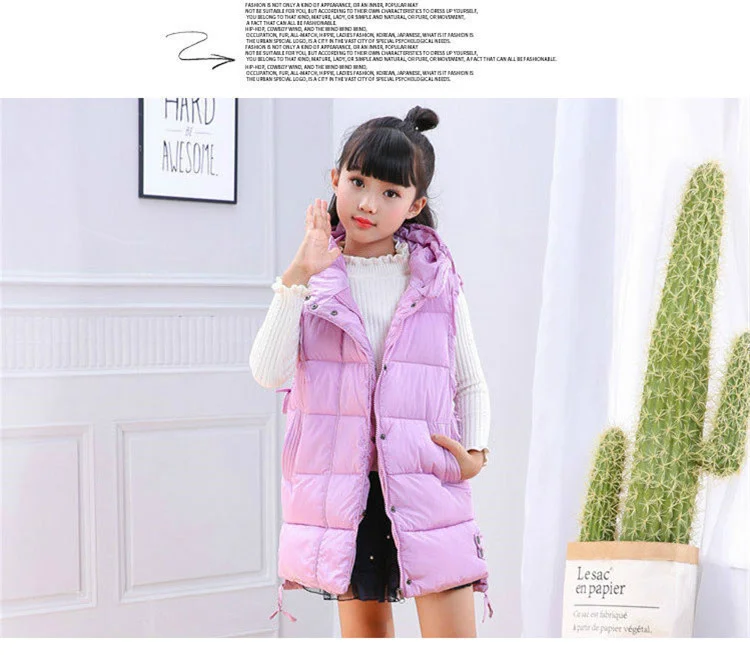 orange bubble coat Child Waistcoat Children Outerwear Winter Coat Vest for Kids Clothes Fashion Warm Cotton Teen baby Girl Vest Jacket Parent-Child super puff jacket