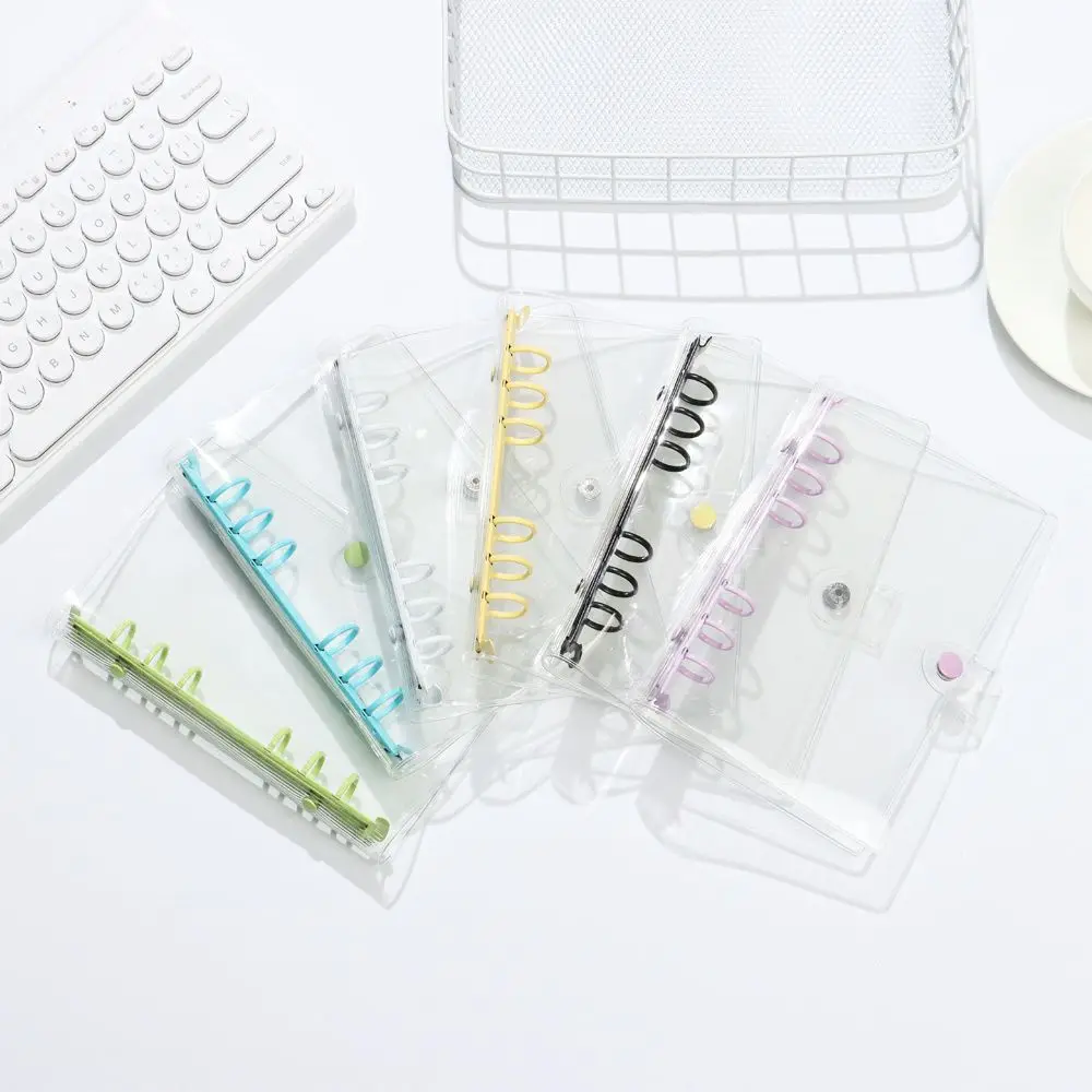 Notebook Cover A5 A6 Transparent PVC Loose-Leaf 6 Ring Binder Diary Journal Planner School Stationery notebook cover