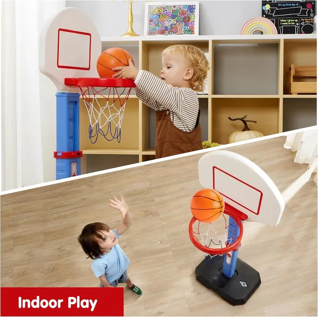Adjustable Kids Basketball Hoop Indoor Outdoor with 4 Balls, Height 2.5-3.5 ft, Safe for Toddlers Age 1-4, Birthday Gift