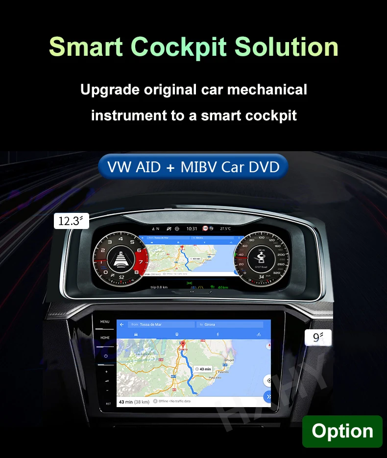 Car LCD Digital Cluster Virtual Cockpit SpeedMeter Dash For Volkswagen VW Jetta
