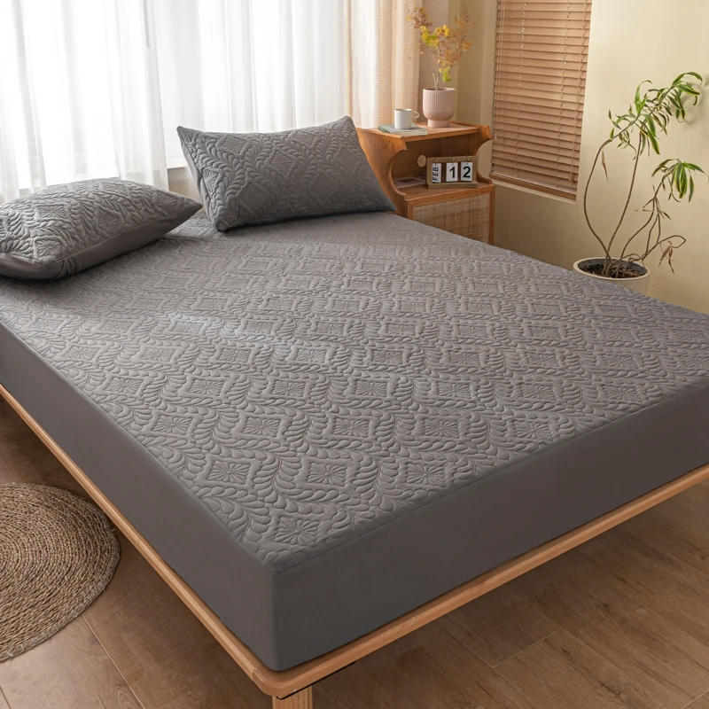 Waterproof Quilted Mattress Cover - Cotton Top, Antibacterial Fiber Fill, TPU Waterproof Layer - A-Class Health Standard
