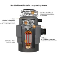Garbage Disposal 3/4HP, Food Waste Continuous Feed, Garbage with Power Cord,Quiet Garbage,the splash guard has been redesigned 2