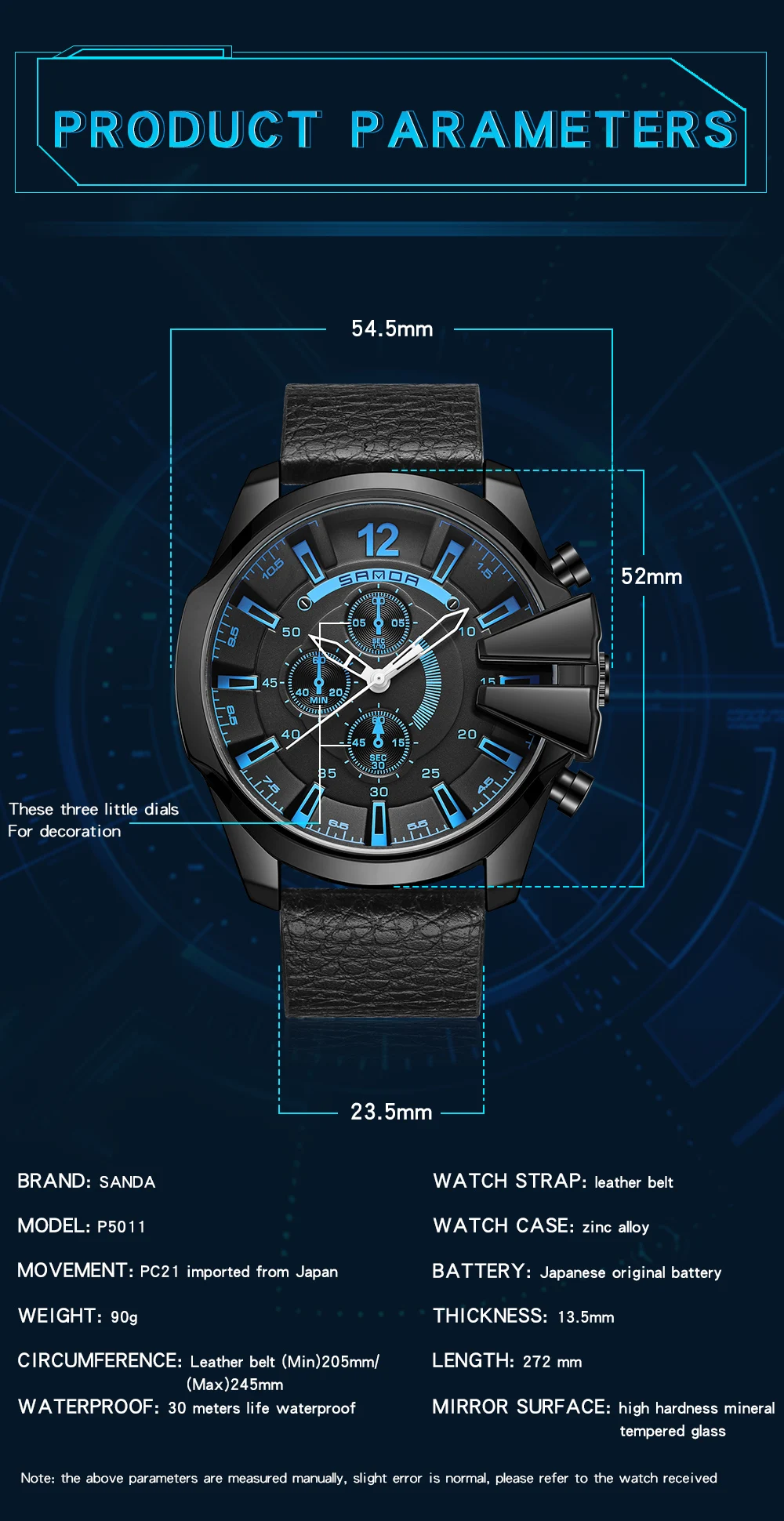 Sanda Watches Man Luxury Brands Leather Wristwatch 2023 New Fashion Men Quartz Clock Sport Waterproof Relogios Masculinos 5011