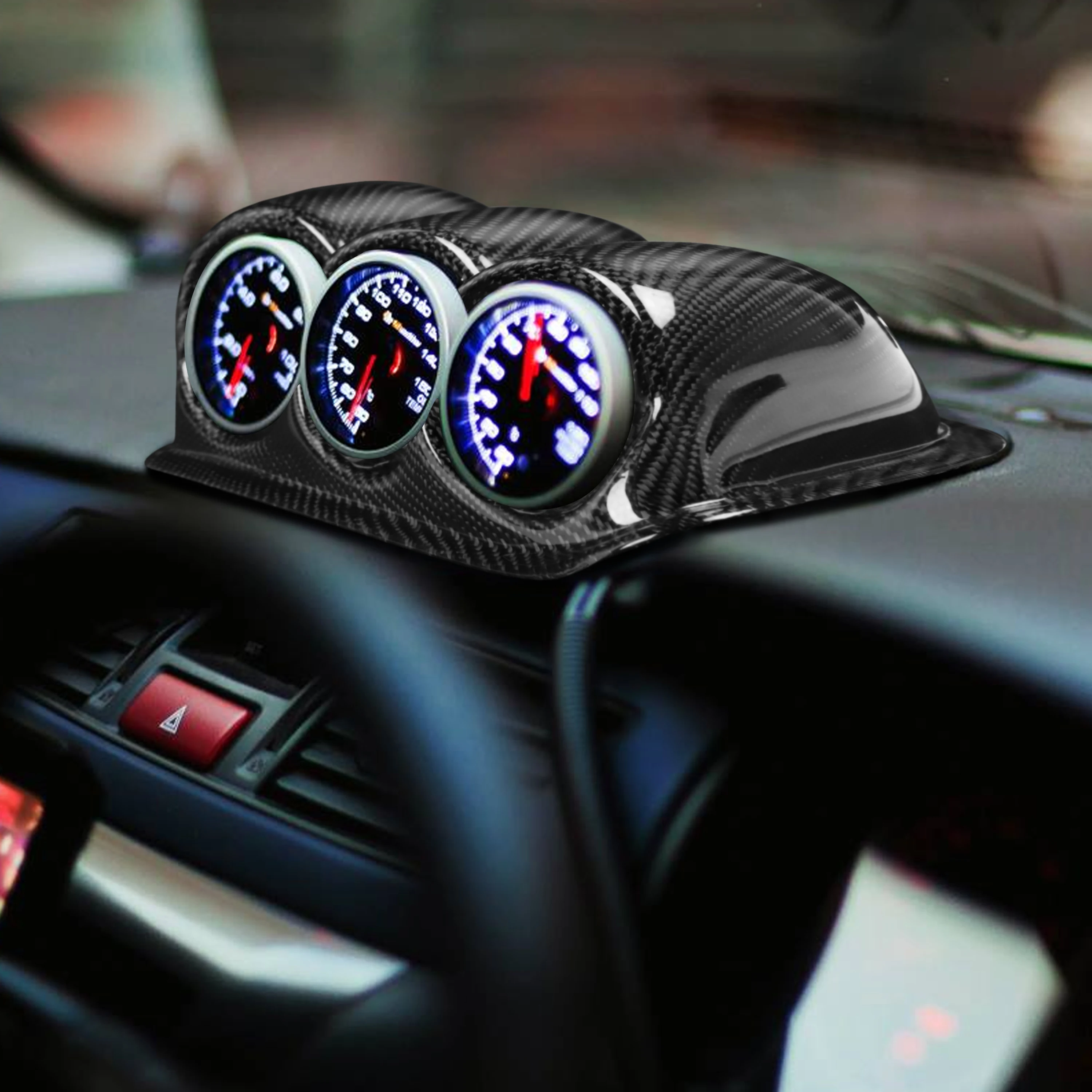 For Mitsubishi Lancer EVO 7-9th Gen 3 Holes Dashboard Pointer Speedometer Real Carbon Fiber Automobile Interior Modification RHD