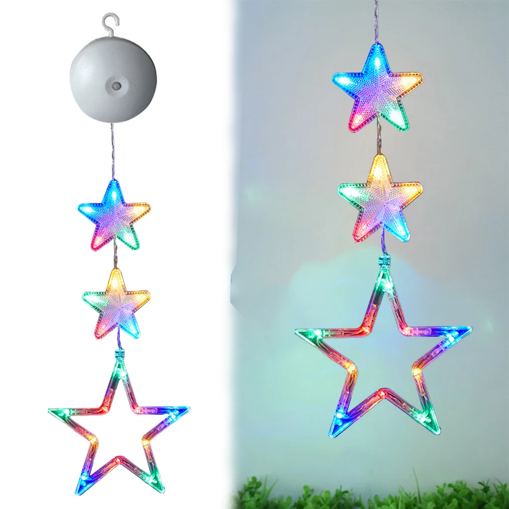 3 Pack Christmas Indoor Star Window Light Battery Operated Light Up Hanging Christmas Decoration Home Shop Party Gifts