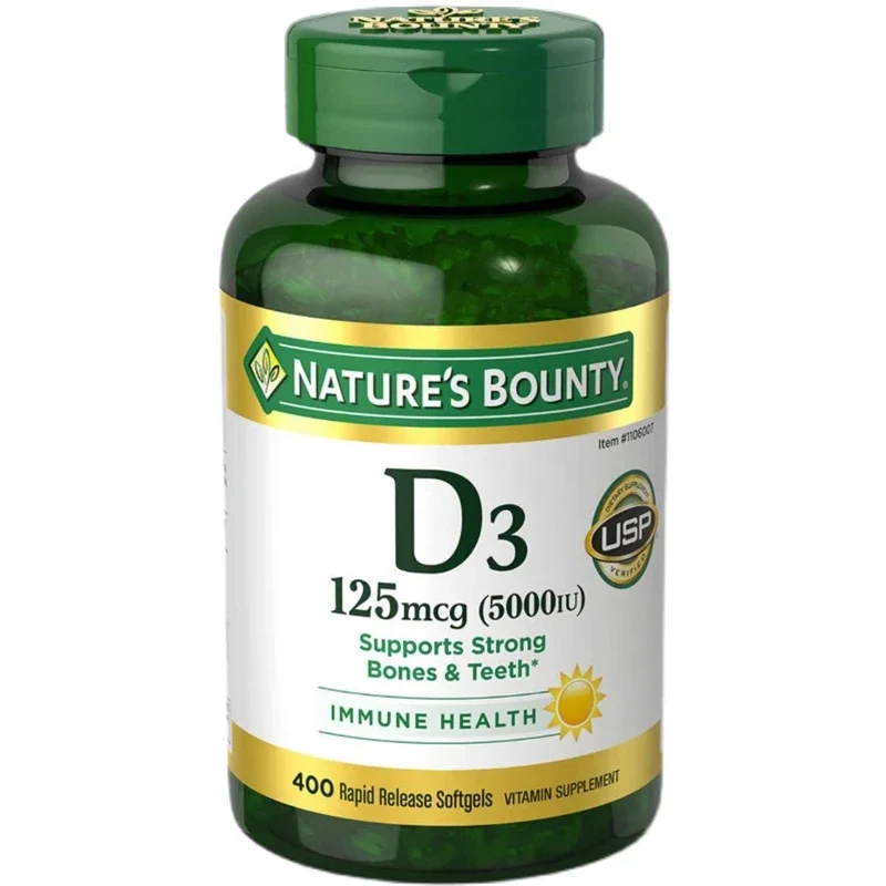 

400 Pills 5000IU Vitamin D3 Soft Capsule Adult Calcium Supplement Men Women Promote Absorption Skeletal Teeth