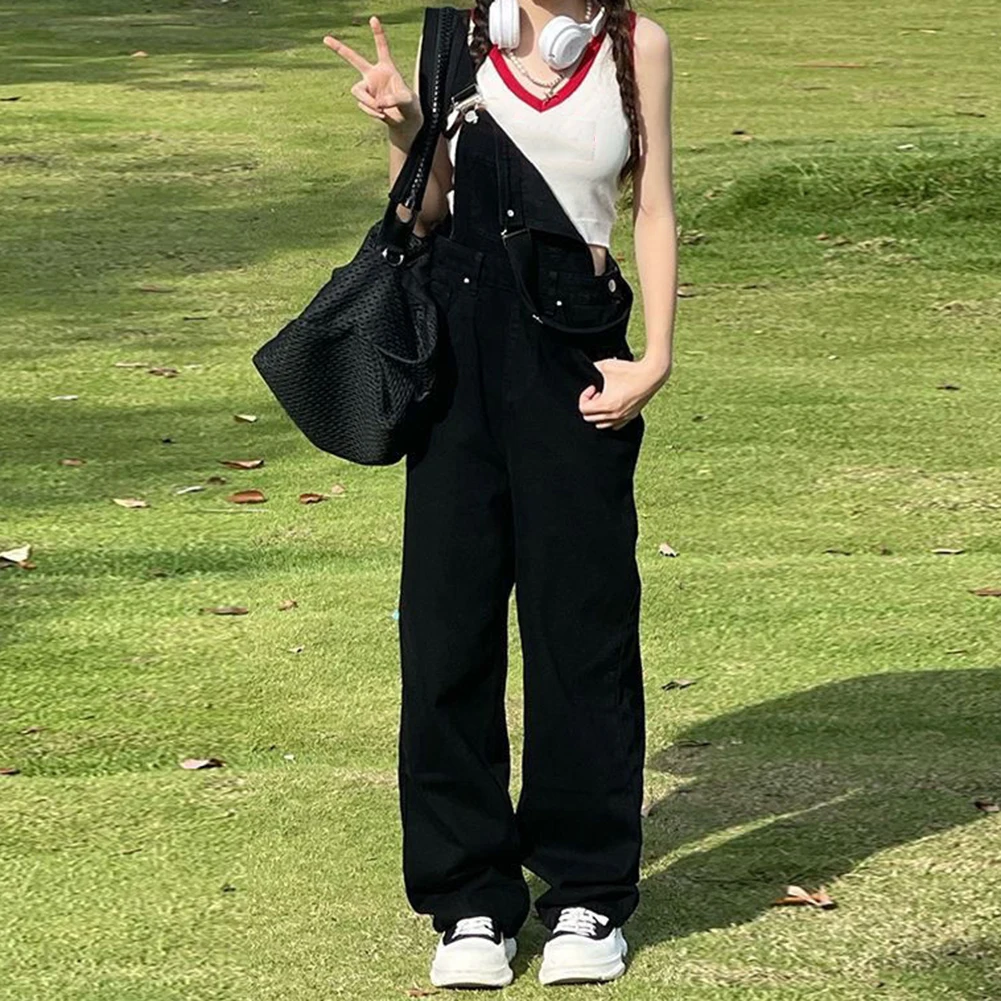 

Denim-Jumpsuits Women Preppy Style Spring Strap Ulzzang High Streetwear Loose Retro Overalls Chic-Girls Popular Harajuku