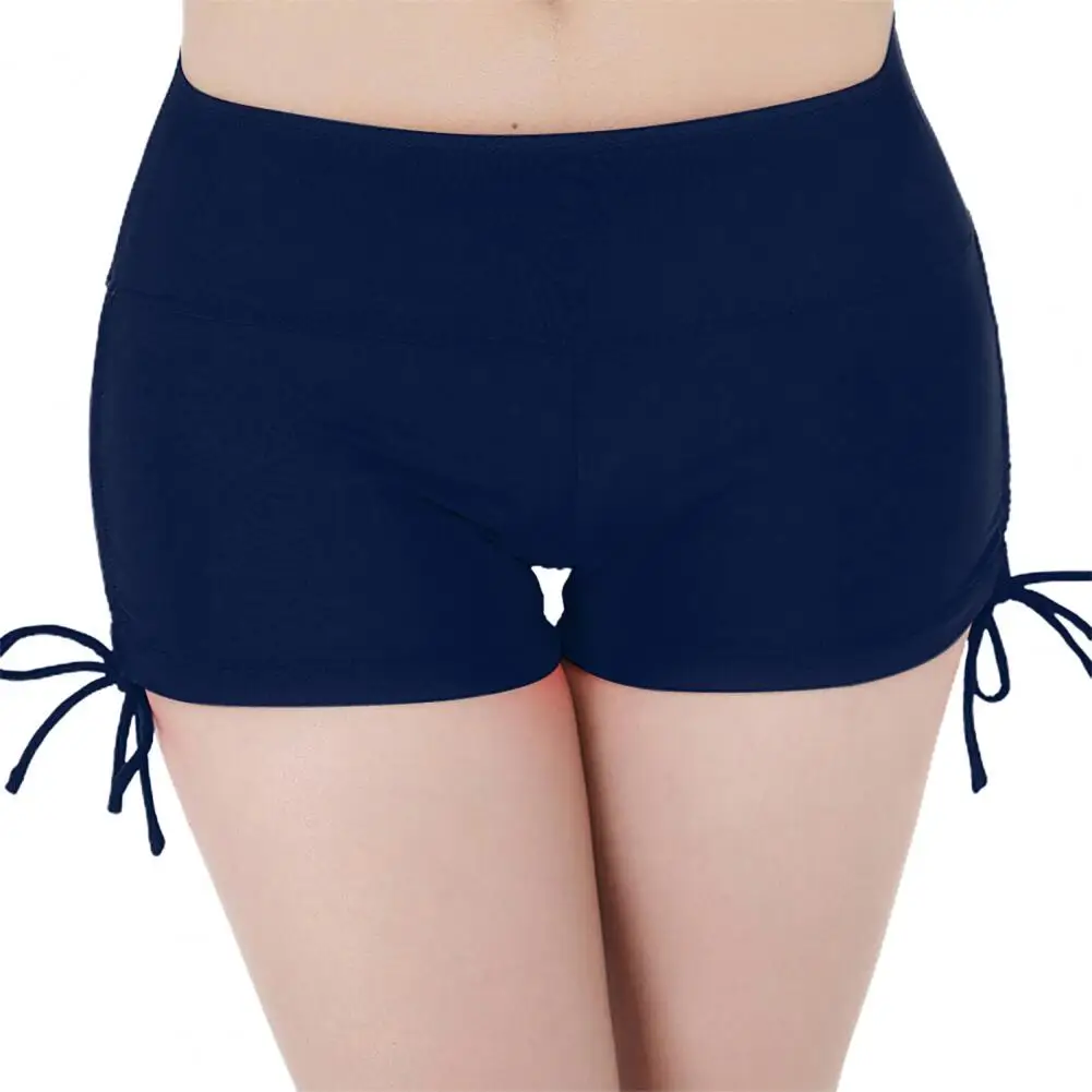 Women Safety Pants Swim Shorts Solid Color Drawstring Boxers Mid Waist Women Basic Safety Pants Bathing Boyshorts Beachwear