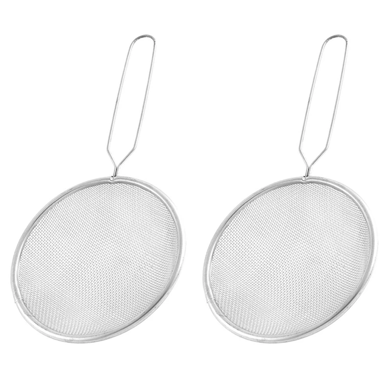 

2X Fine Mesh Strainer Oil Colander Sieve Scoop 12Cm Dia