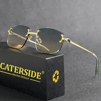CATERSIDE Punk Rectangle Sunglasses Men Women Luxury Designer Rimless Gradient Lens Metal Sun Glasses For Men Sports 2024 UV400 - Image 4