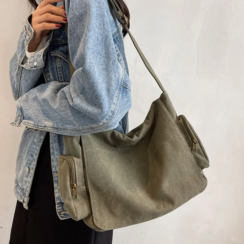 

Large Shoulder Side Bags for Women 2022 Trend Canvas bag High Capacity Female Shopper Shopping Bag Lady Cloth Handbags schoolbag