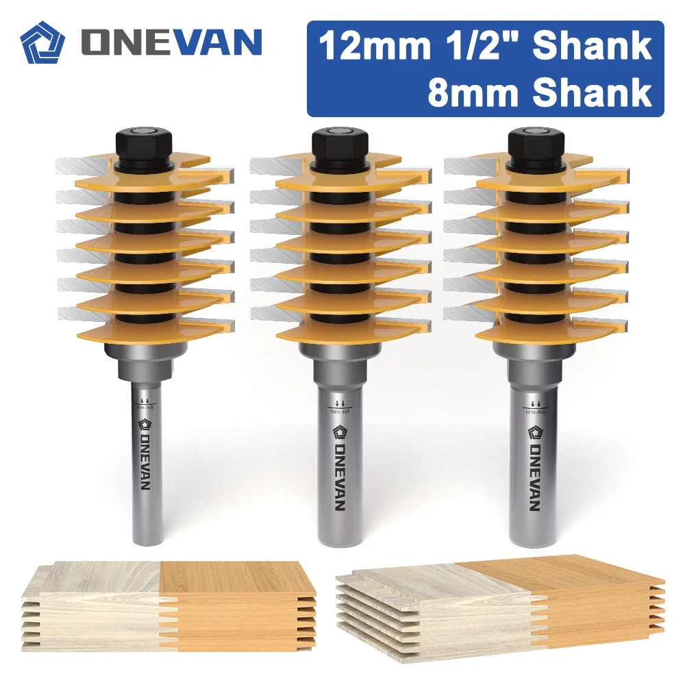 

ONEVAN 2 Teeth 47mm(1-7/8") Adjustable Finger Joint Router Bit 8/12/12.7mm Shank, Woodworking Milling Cutter For Wood End Mill