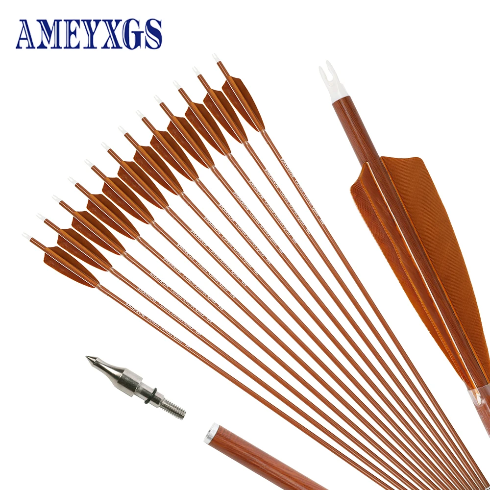 

6/12pcs 30inch Mixed Carbon Arrows Spine 500 600 ID 6.2mm OD7.8mm Arrow for Compound/Recurve Bow Archery Hunting Shooting