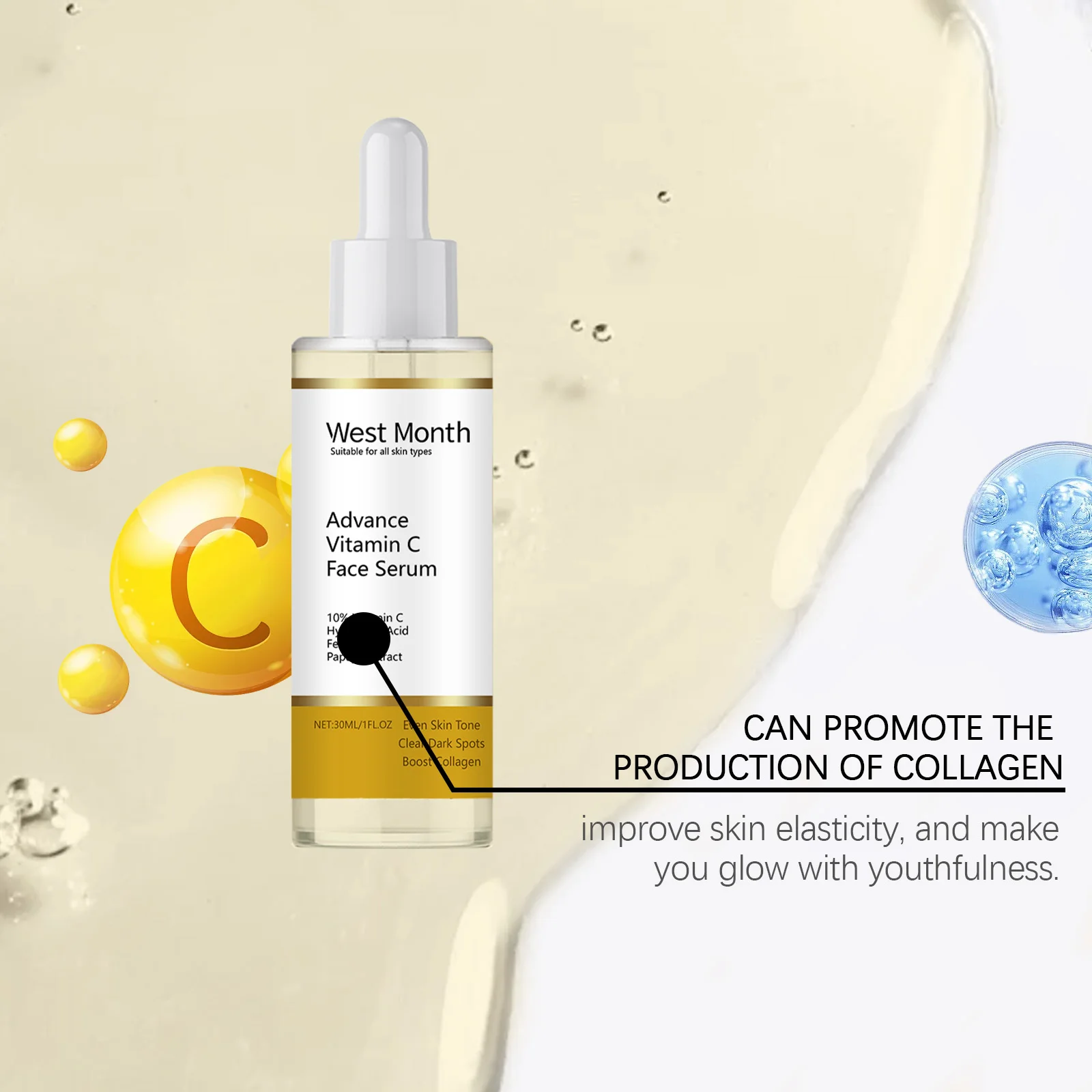 Vitamin C Serum Face Brightening Hyaluronic Acid Even Skin Tone Improve Dark Spots Whitening Moisturizing Firming Facial Essence 5