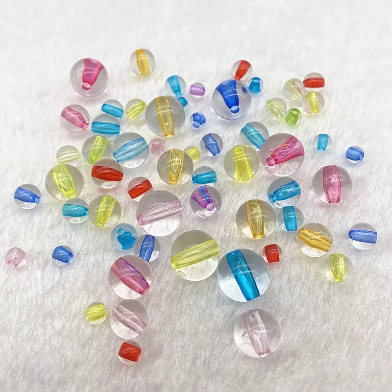 6mm-14mm 투명 인테리어 컬러 아크릴 비즈 느슨한 간격 비즈 쥬얼리 DIY 의류 액세서리