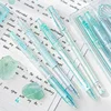 4pcs/box Simplicity Gel Pen Fashion Blue White Solid Color Stationery Pen 0.38/0.5mm Black Ink Gel Pen Writing Supplies Student 4