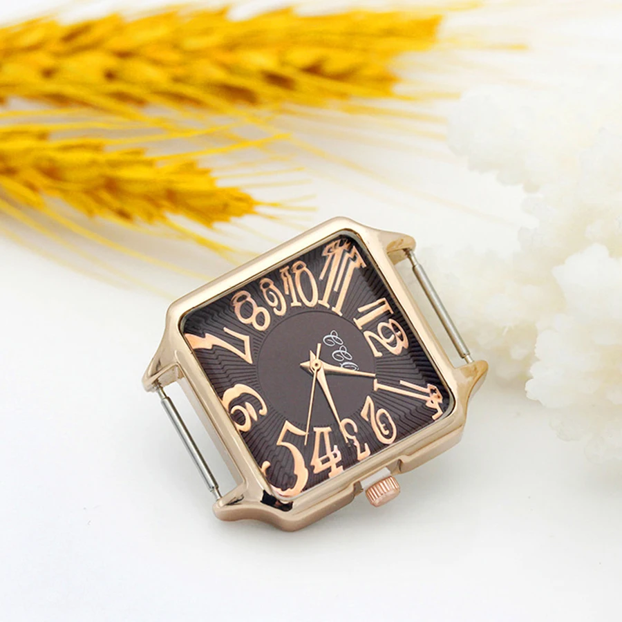 Shsby Diy Personality Square Watch Header Rose Gold Diamond Surface Watch Head Accessories 16mm