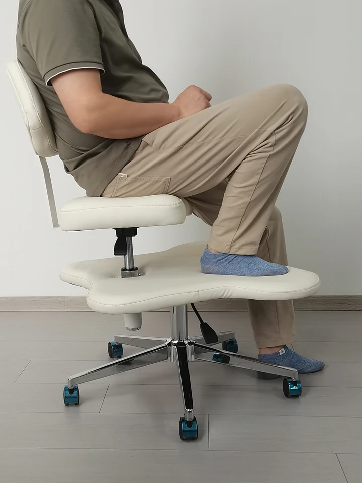 Generic Sedia da ufficio ergonomica con gambe incrociate, altezza regolabile, sedia da meditazione con ruote, sedia da scrivania per ufficio e casa
