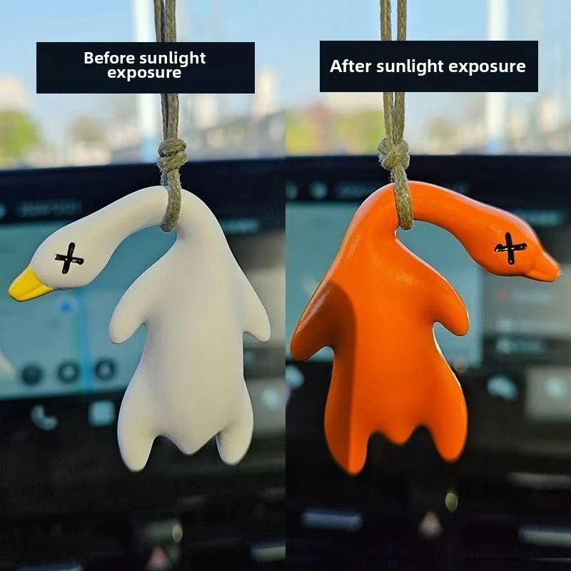 UV Color Changing Roast Duck Pendant Car mounted Goose Pendant Car mounted Roast Duck Creative Doll