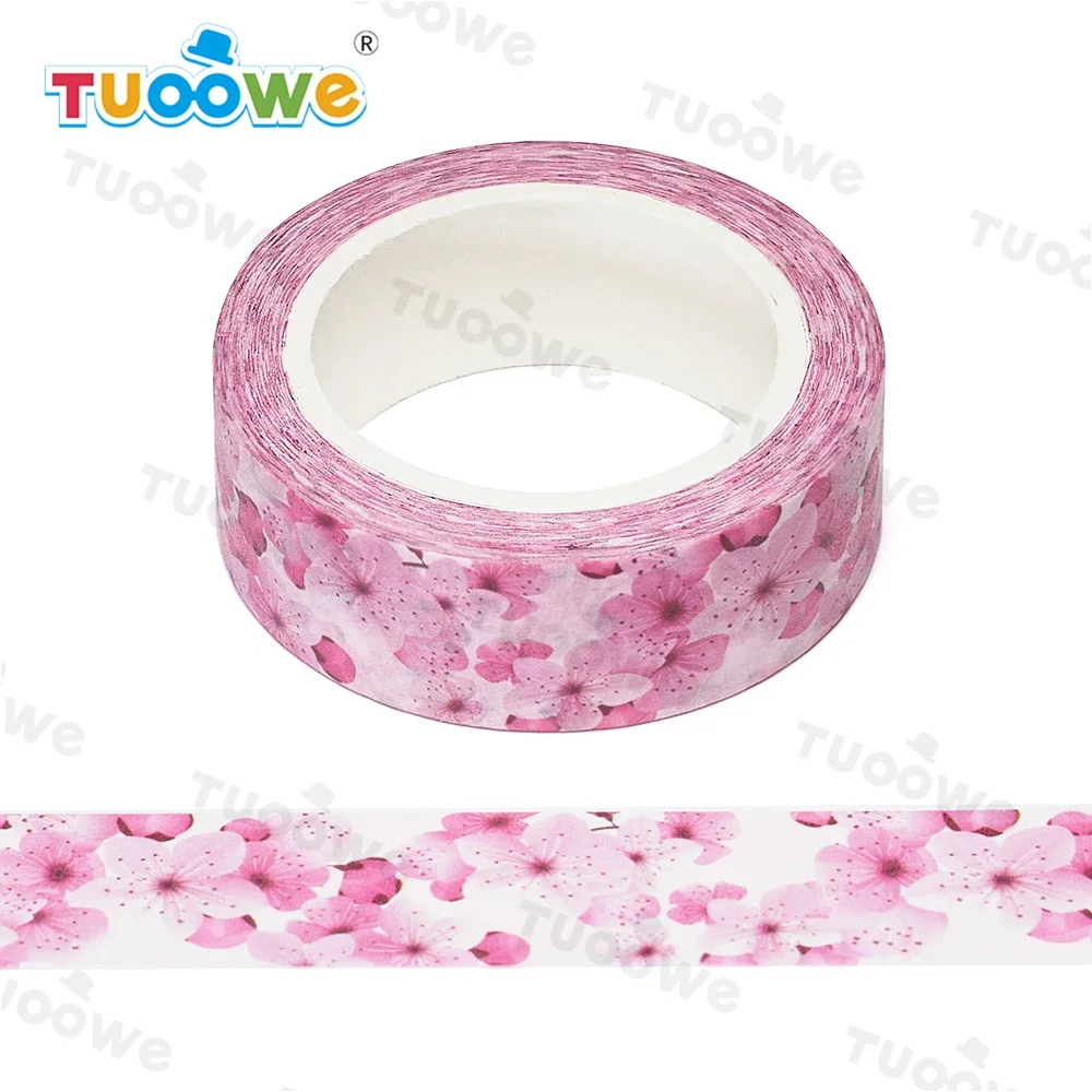 Washi Tape Adhesive Tapes Adhesive Tape 1PC Red Flowers Floral Leaves Scrapbook Paper Masking
