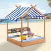 1Pc 49In Large Wooden Sand Box with Liner Drawing Board Sink House Design Sand Boxes for Backyard Garden Beach for Beach Outdoor 1