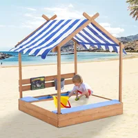 1Pc 49In Large Wooden Sand Box with Liner Drawing Board Sink House Design Sand Boxes for Backyard Garden Beach for Beach Outdoor 1