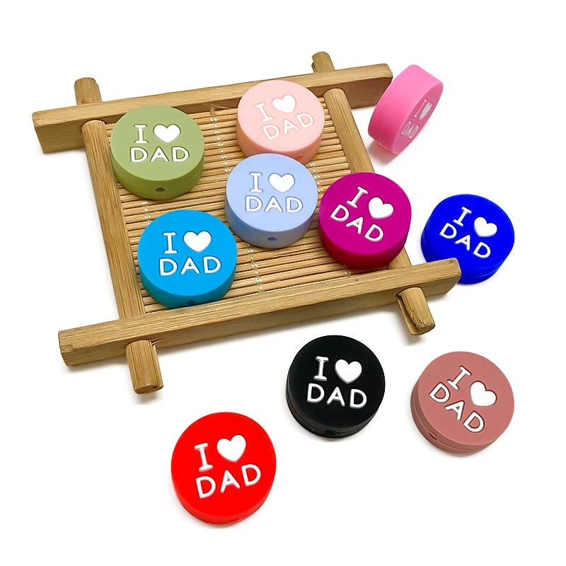 10pc Silicone Beads Love DAD Baby Toy DIY Pacifier Chain Necklaces Pendant Bite Chew Bite Chew Rodent For Teething Kids Toys teething toys pacifier chain pacifier accessories teething beads baby silicone accessories