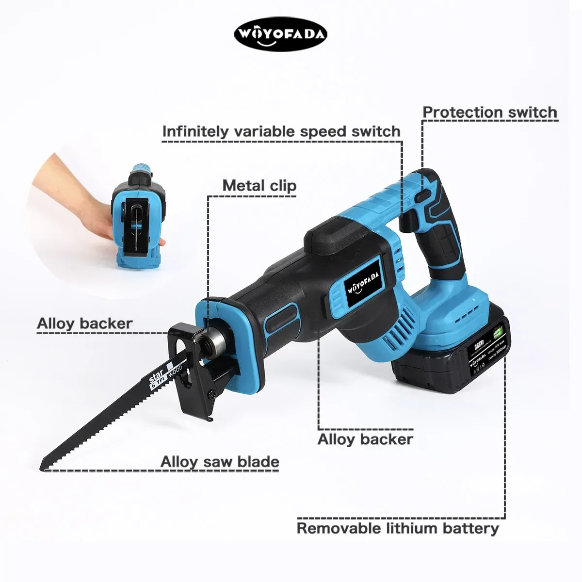 Cordless Electric Reciprocating Saw Saber Saw Cutting Portable Power Tools With Plastic Box For 18V Makita Battery