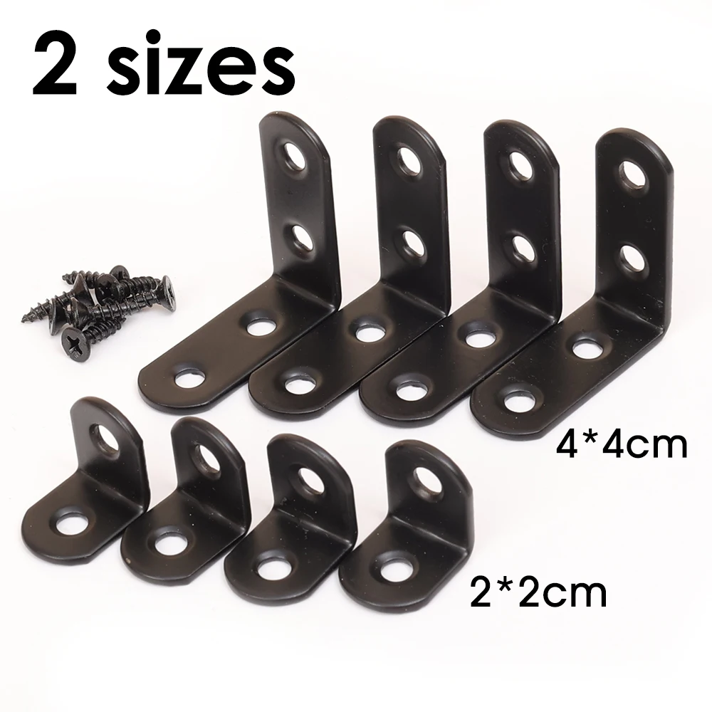 Stainless steel angle bracket angled furniture hardware furniture hardware angle connector angle bracket 10Set L-shaped Right Angle Bracket with Screws Black Metal Corner Braces Brackets Space Saving Decorative Joint Angle Bracket