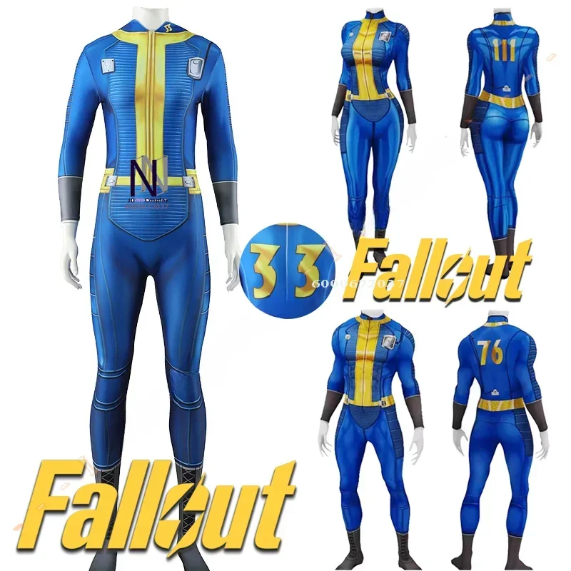 Fall Lucy Costume Cosplay Outfit Vault 33 Female Survivor Suit Vault 76 Jumpsuit 111 Halloween Party Women Men
