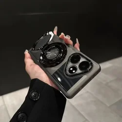 Enhanced Silicone Soft Back Cover with Lens Camera Protection and Magnetic Holder for Realme GT Neo6 SE (Black)