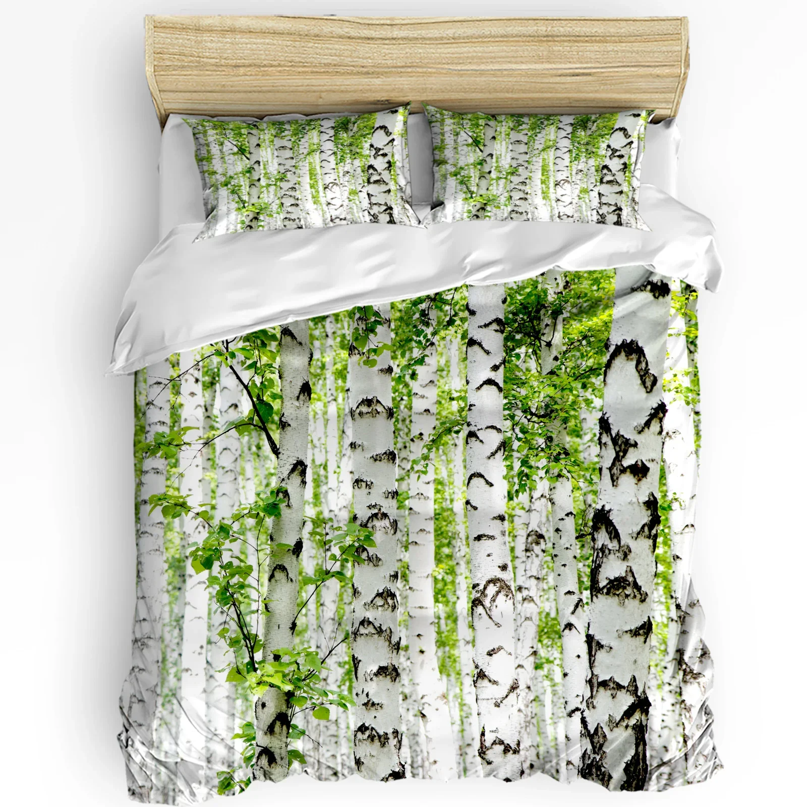 

White Birch Green Printed Comfort Duvet Cover Pillow Case Home Textile Quilt Cover Boy Kid Teen Girl Luxury 3pcs Bedding Set