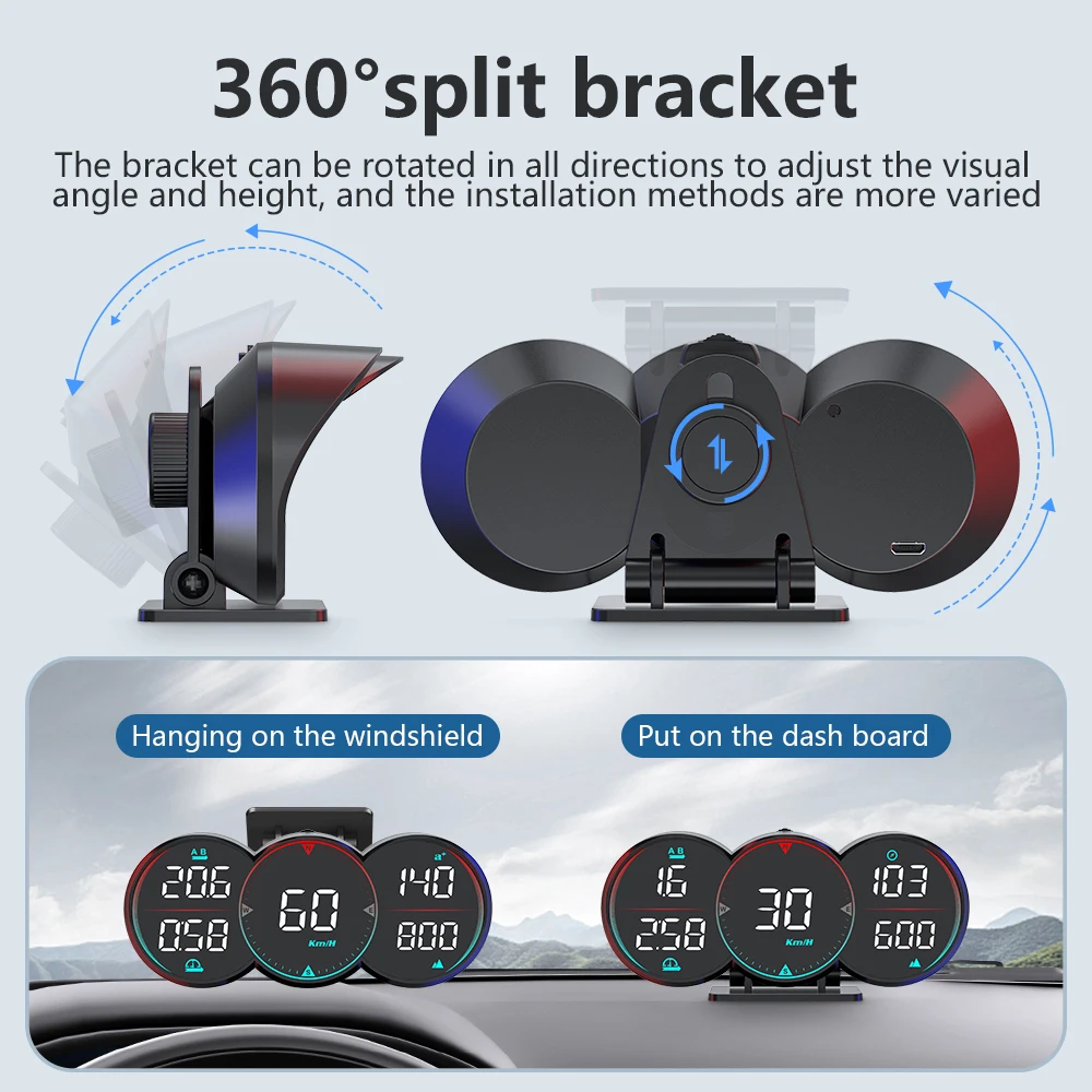 WYYING G17 GPS Automatic HUD Speedometer Head Up Display Car Smart Digital Velocimeter USB Speed Alarm Reminder Cars head up display