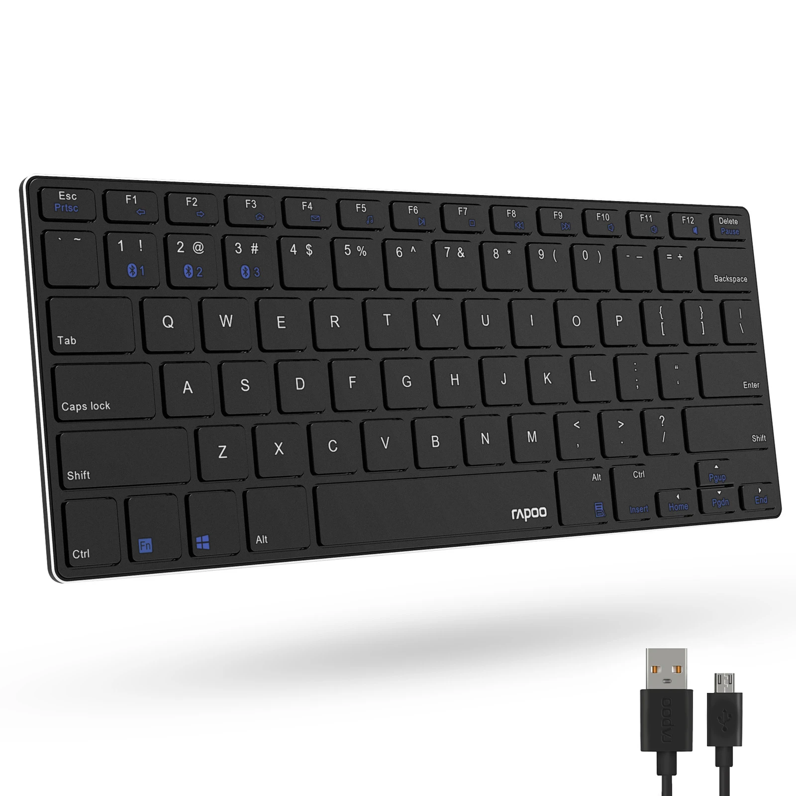 Rapoo E6080 Rechargeable Multi-Device Bluetooth Keyboard Ultra-Slim 5.6mm Windows, Chrome OS, Android, iPad, iPhone Compatible gaming pc keyboard