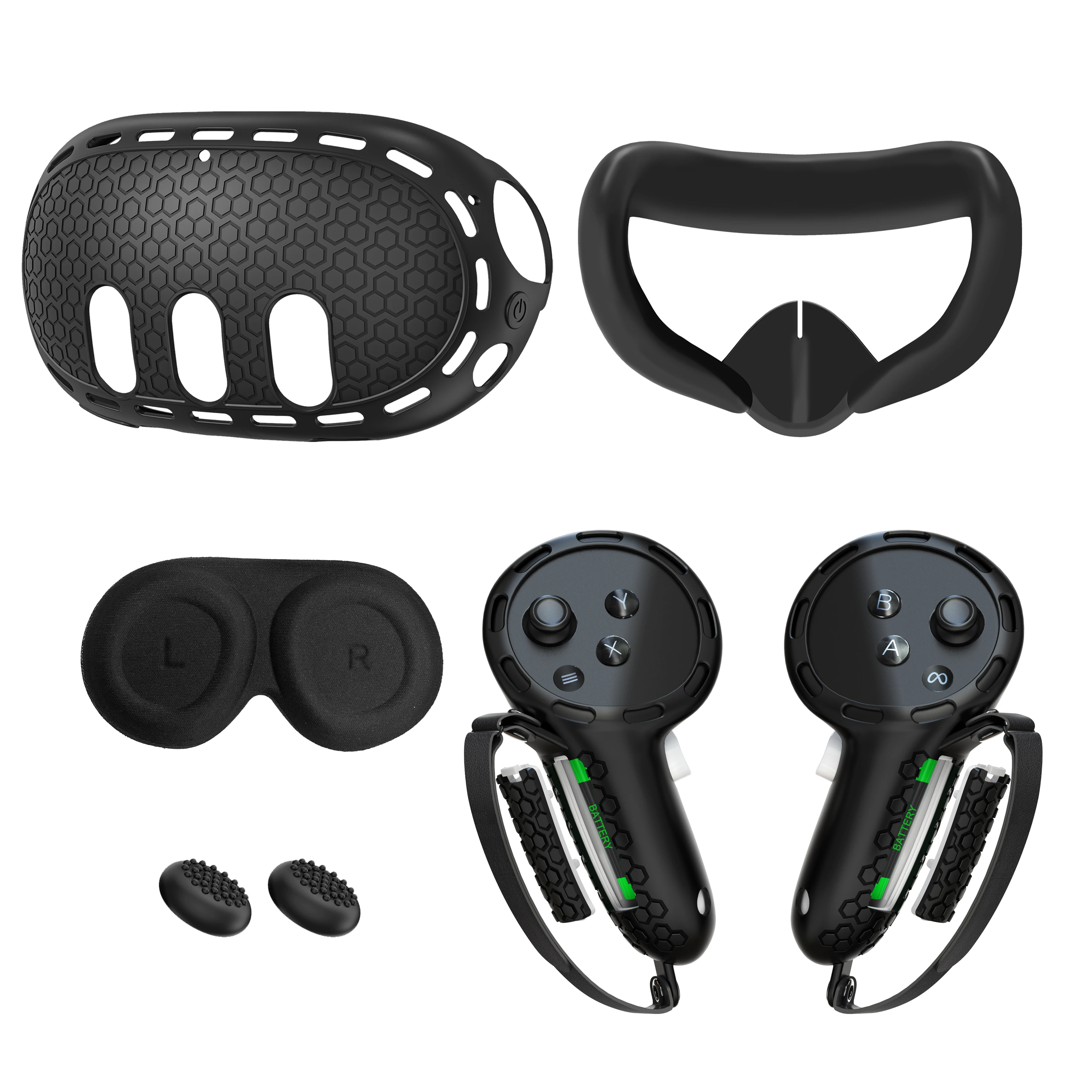 10-in-1 Soft Silicone Controller Case with Battery Protector for VR Headset Accessories
