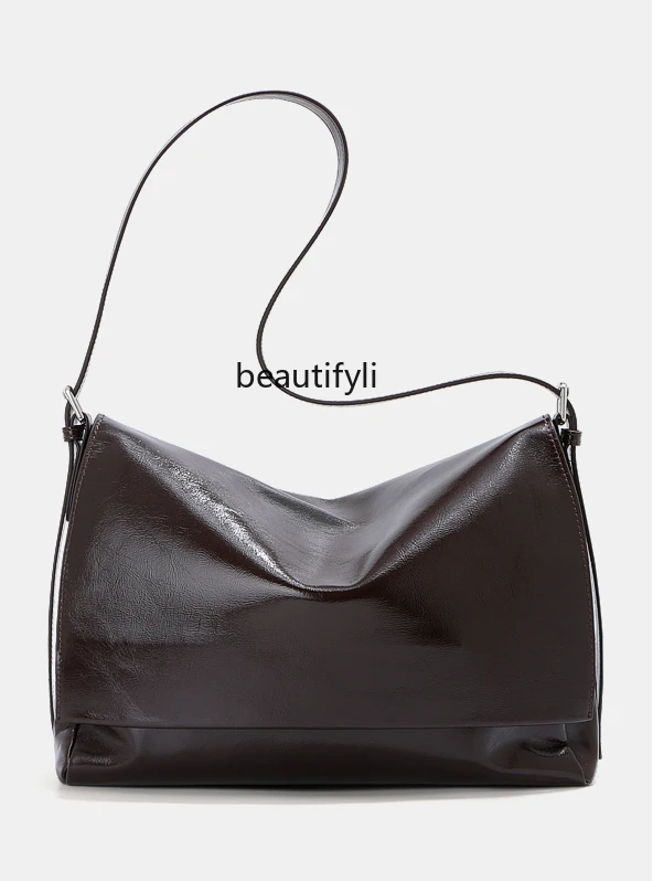 

Top Layer Cowhide Underarm Tote Bag Women's Large Capacity Messenger Bag Soft Leather Crossbody Shoulder Bag Genuine Leather