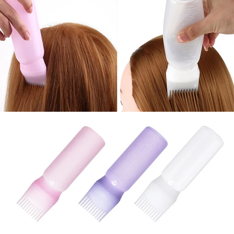 60ml Multicolor Plastic Hair Dye Refillable Bottle Applicator Comb Dispensing Salon Hair Coloring Hairdressing Styling Tool hair dye applicator bottle hair dyeing bottle hair dye bottle
