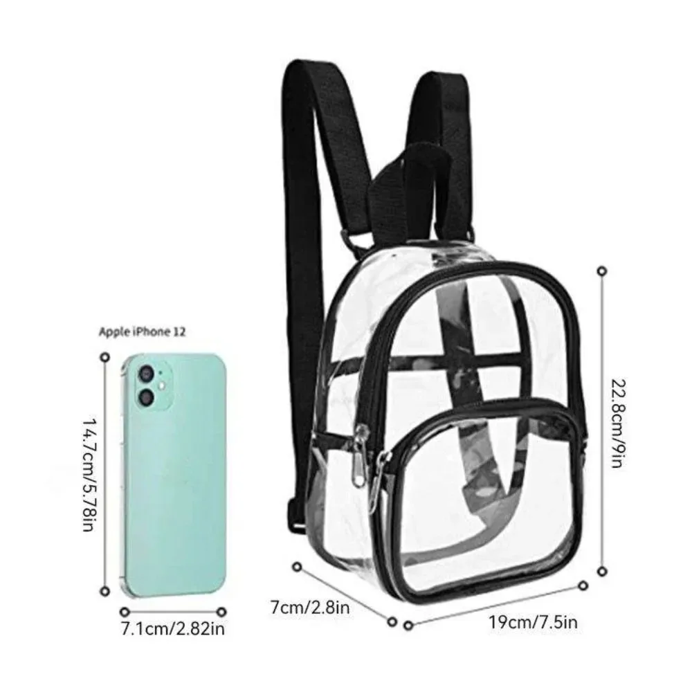 Mini Clear Pvc Backpack Waterproof Transparent Storage Bag Casual Travel Toiletry Pouch Portable Student Stationery Organizer 4