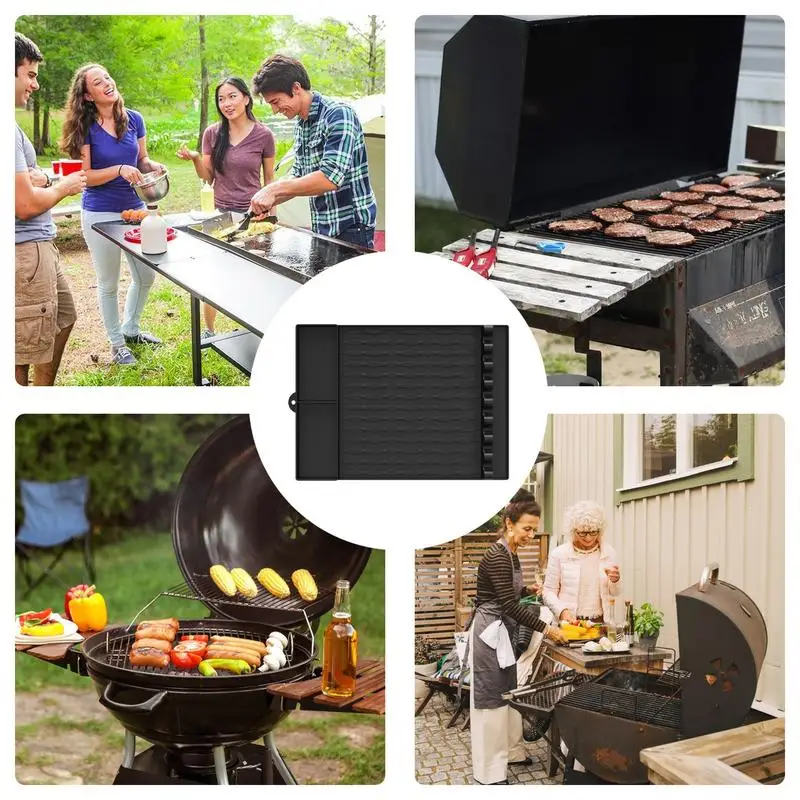 Silicone Spatula Mat Silicone Heat-Resistant Spatula Mat Drip Pad Reusable Utensil Holder Outside Grilling Kitchen