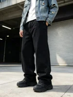 Jeans à Jambes Larges pour Hommes, Pantalon en Denim Droit et Ample, Pantalon Décontracté, Streetwear Hip Hop, Vêtement Quotidien, Mode Masculine, Bas Décontractés 3