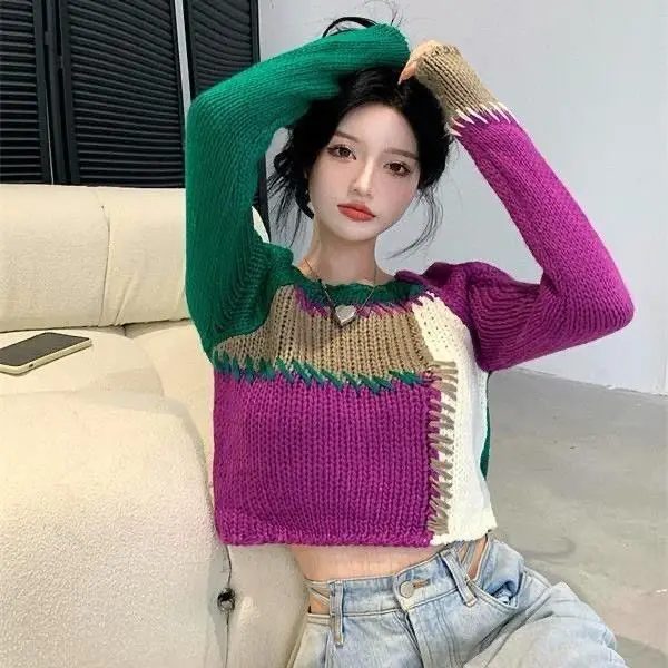 

Korean Women Sweater 2023 New Fashion Autumn Spring Winter Square Collar Full A-straight Girls Sweater Hoody Styeet Style