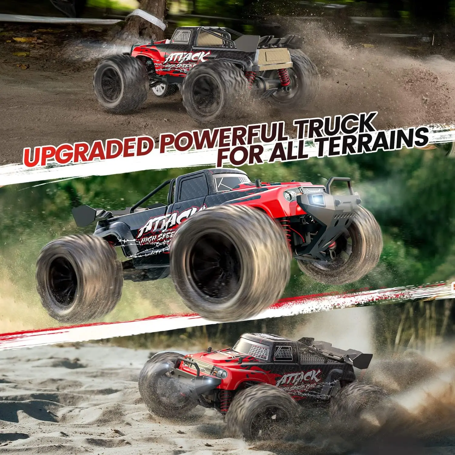 DEERC 9500E 1:16 RC Car: 4x4, 40 KPH, 2.4Ghz, 2 Batteries, Off-Road Monster Truck, Kids/Adults. 5