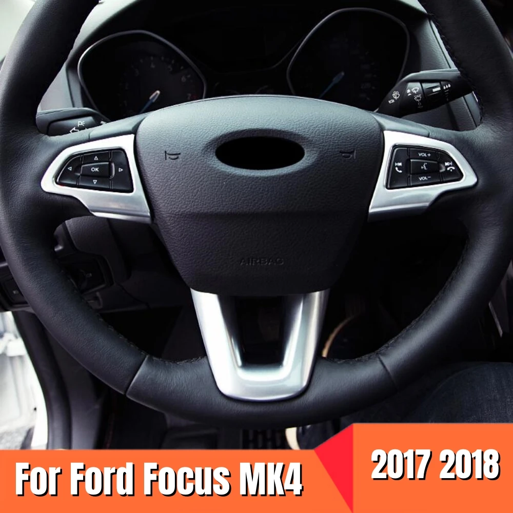 

ABS Plastic Matte Steering Wheel Protection Cover Trim Stickers For Ford Focus 4 MK4 Ecosport Kuga Escape 2017 2018 Accessories