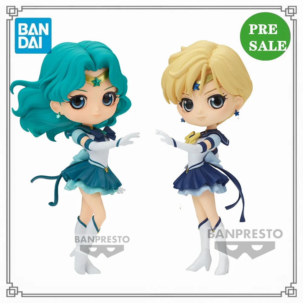 Pretty Guardian Sailor Moon Q Posket Anime Original Eternal Sailor Neptune Sailor Uranus Pvc Toys Bandai Action Figure 14Cm