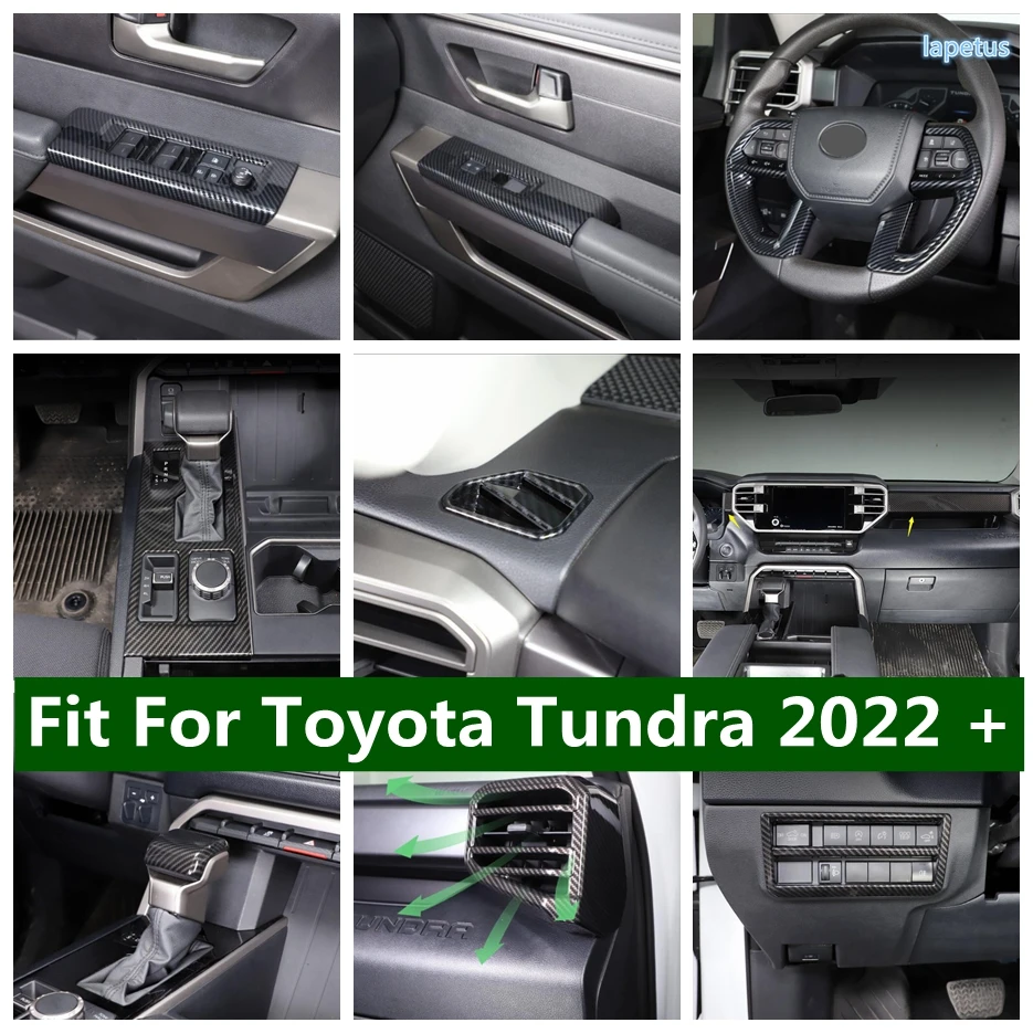 

Window Switch Panel Gear Shift Box Cover Central Control Instrument Trim Carbon Fiber Interior Fit For Toyota Tundra 2022 2023