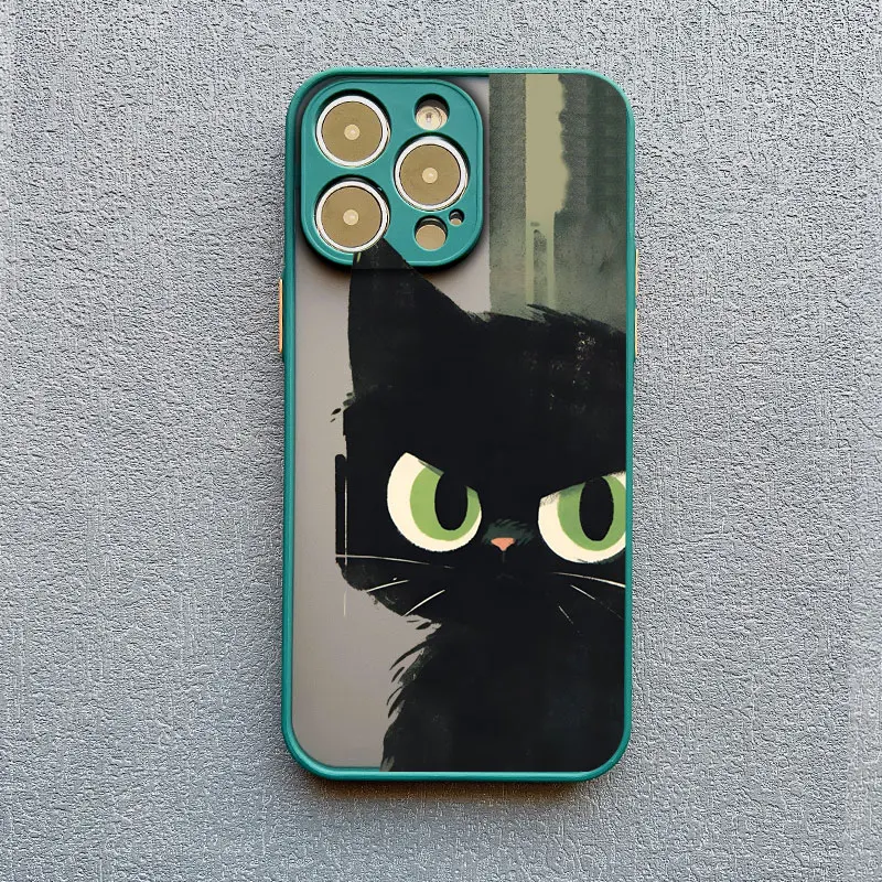 Retro-Bananenblatt-Pflanzen-Handyhülle mit süßer Katze für iPhone 17 16 Pro Max 15 13 14 Pro Max XS XR X 12 11 Pro 13 Mini Plus Rückseite – Detail 5