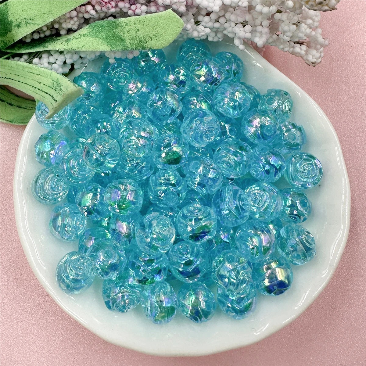 

8mm 100pcs Jelly Color Acrylic Double-sided Small Rose Beads For Earrings Bracelet Necklace Making DIY Jewelry Fashion Material