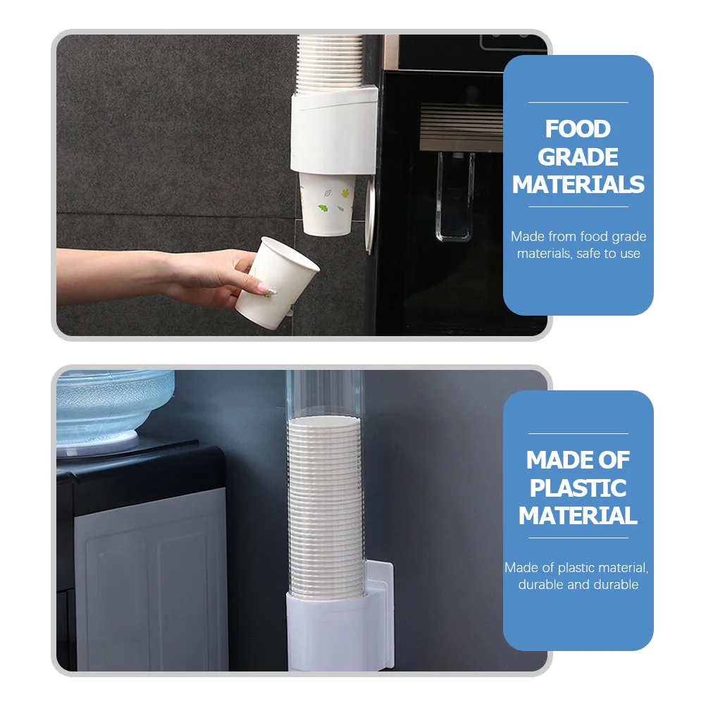 Double Disposable Cups Holder Dispenser Plastic Paper Storage Wall No Punch Rack Mugs cup storage holder paper cup dispenser