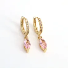  5Pairs, New Style Copper Zircon Hoop Earrings Simple Drop Shape Jewelry For Women Girls Party Gifts 