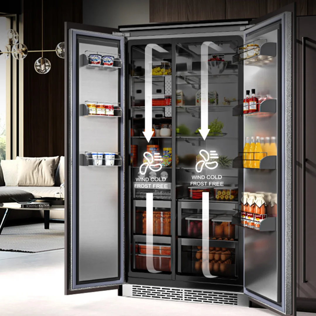 Artaus TK1026 Build-in Double Door Kitchen Fridge Side-By-Side Refrigerators